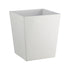 White | Square white 8qt bathroom wastebasket on a white background. 