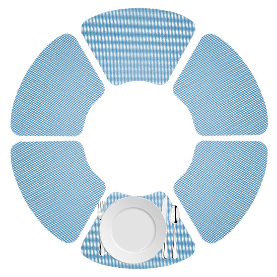 Niagara Blue | Set of placemats shown from top view to see wedge shape.