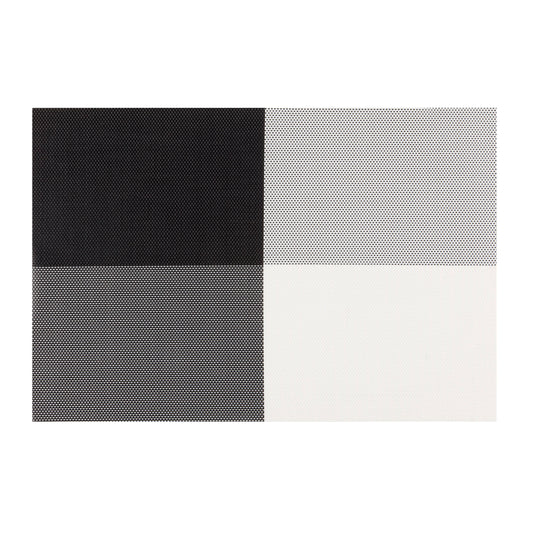 Black & White | Close-up of woven placemat featuring distinct four corner pattern, part of a set of 6.