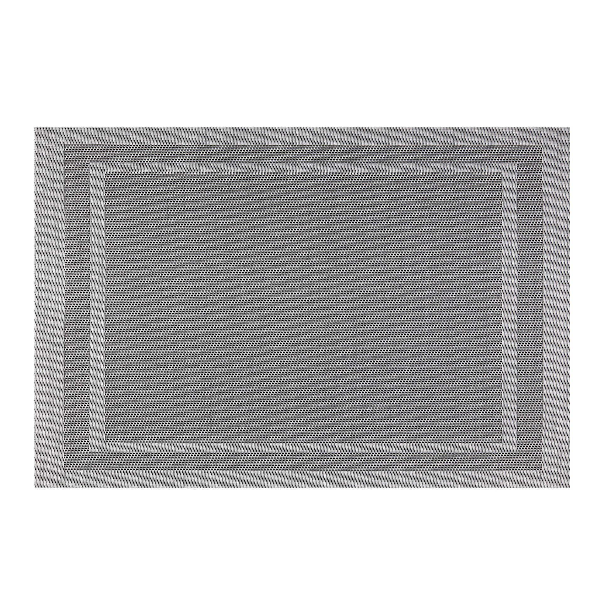 Gray & White | Close-up of woven placemat with double board detail, part of a set of 6.