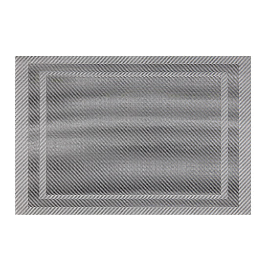Gray & White | Close-up of woven placemat with double board detail, part of a set of 6.