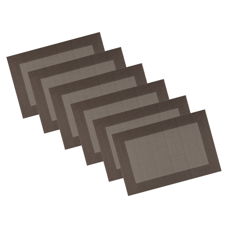 Bronze | Two-tone woven placemat set of 6 displayed neatly on a white background.