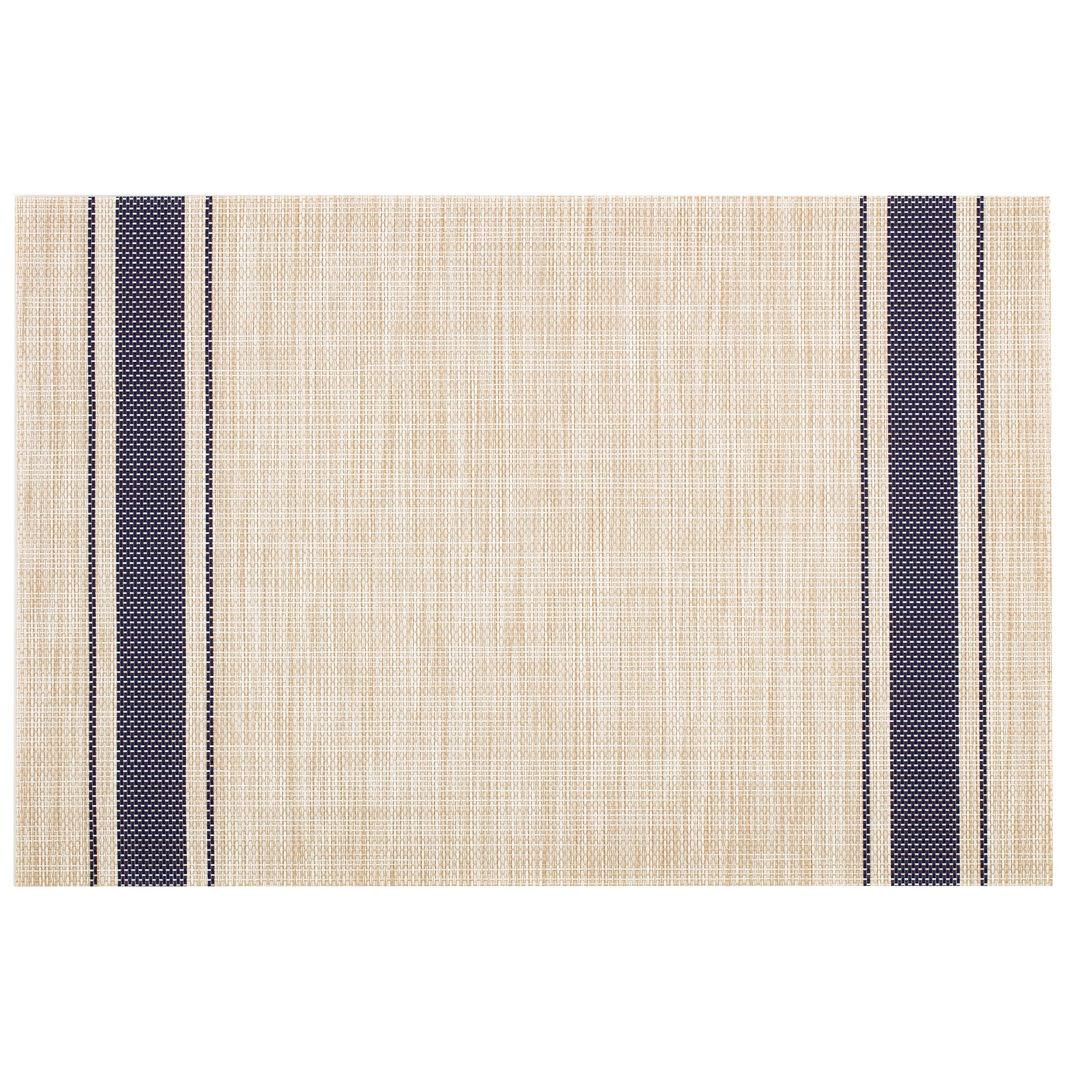 Navy | Detail view of the ticking stripe placemat.