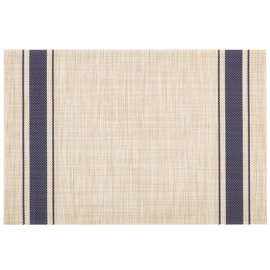Navy | Detail view of the ticking stripe placemat.