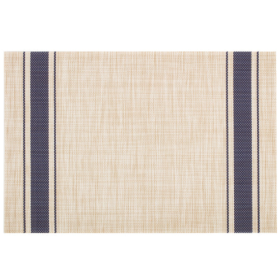 Navy | Detail view of the ticking stripe placemat.