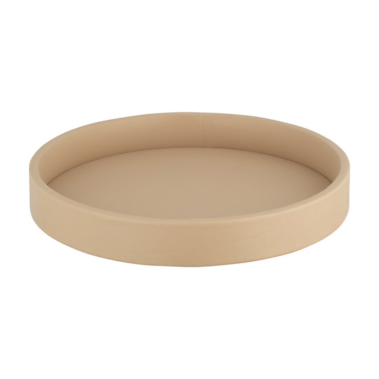 Beige | Leatherette round tray showing smooth surface.