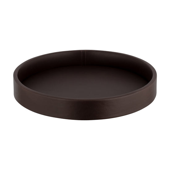 Chocolate | Round Gallery 14" Leatherette Serving Tray