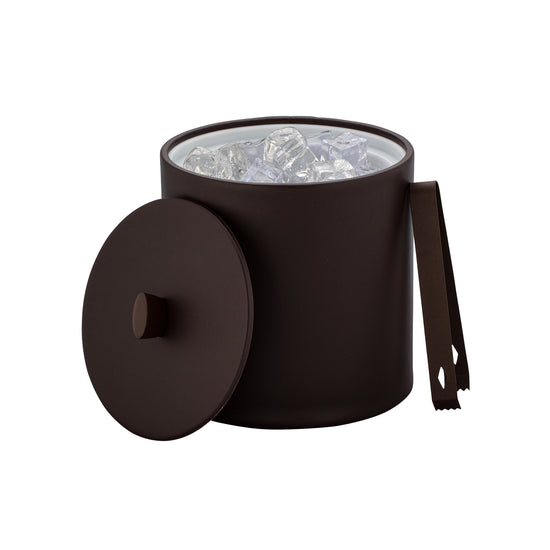 Chocolate | 3qt ice bucket with no handle on a white background with the cover off.