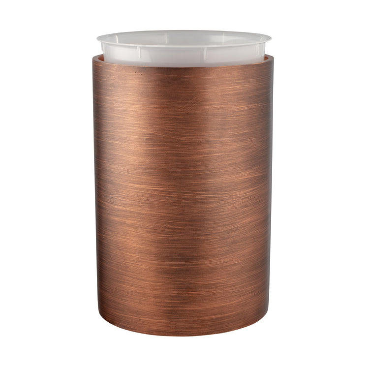 Oil Rubbed Bronze | Detail of the inner liner in a brush stroke wastebasket by Taniya Nayak.