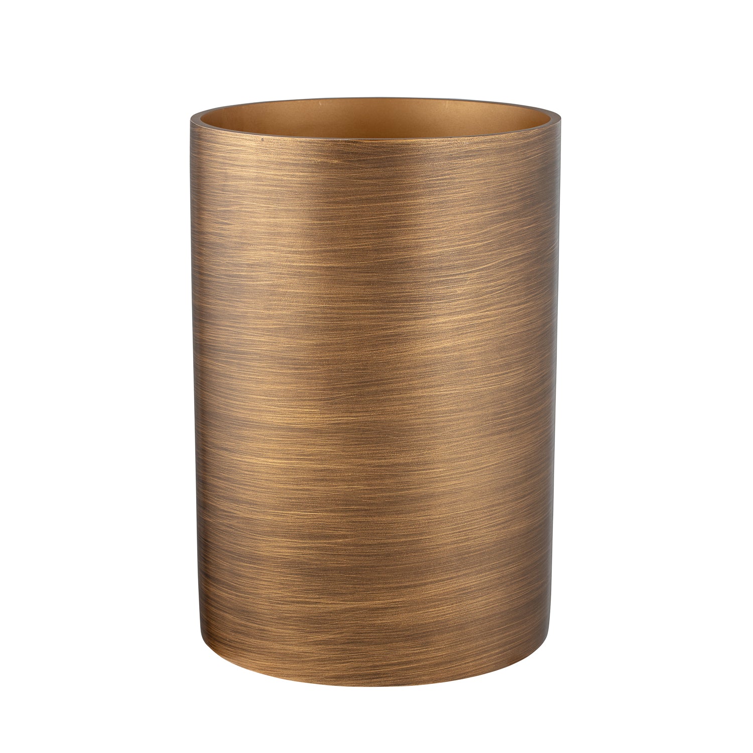 Gold | Front view of the brush strokes detail on the wastebasket.