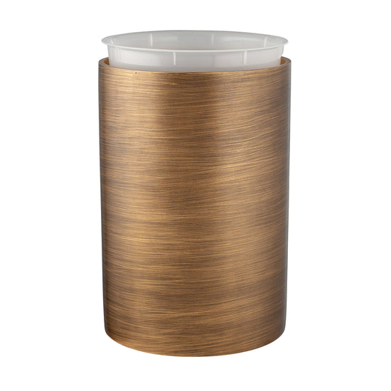 Gold | Close-up of the brush stroke detail on the wastebasket and the liner insert propped up to see it.