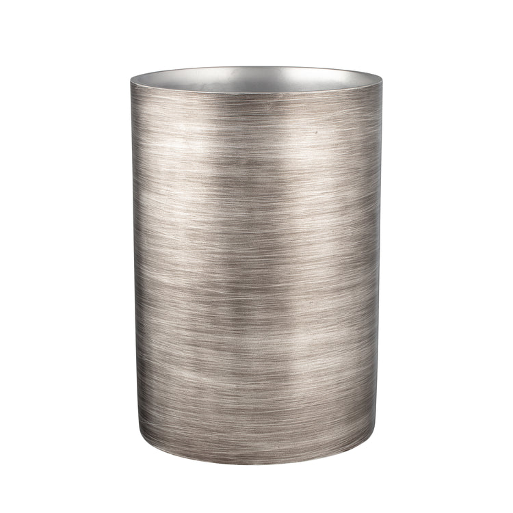 Silver | Front view of the wastebasket with no liner insert.