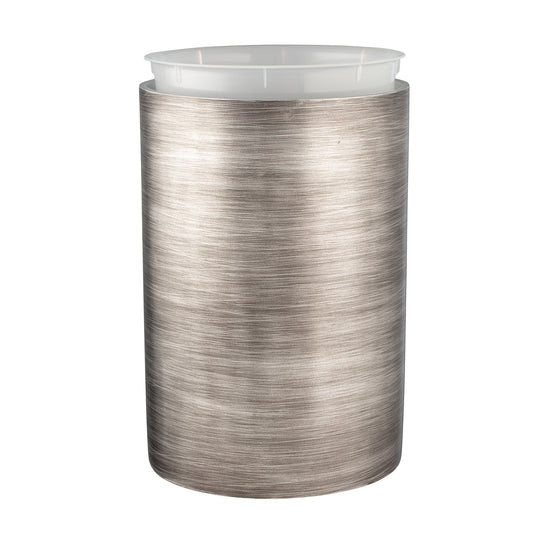 Silver | Stylish Taniya Nayak wastebasket with the inner liner propped up to see it.