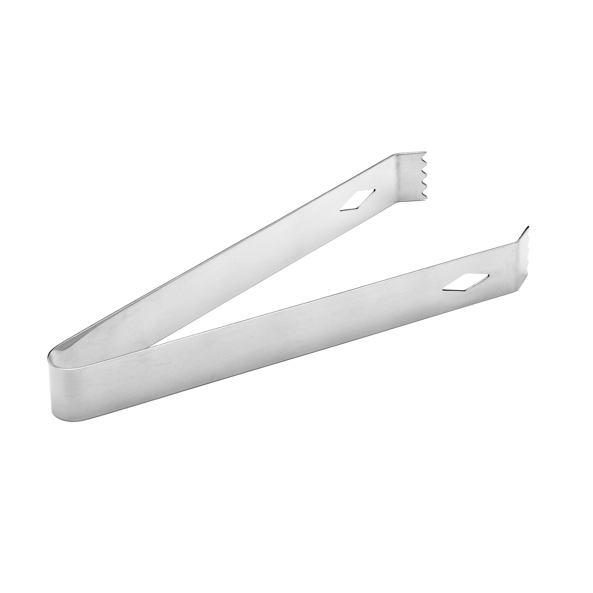 Polished Stainless Steel | Ice tong on white background.