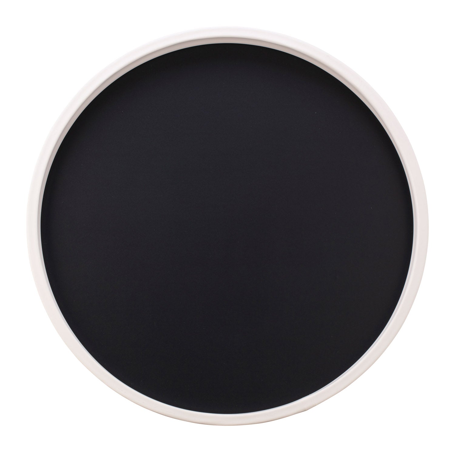 Black | Round serving tray with a smooth white rim, displayed on a white background.