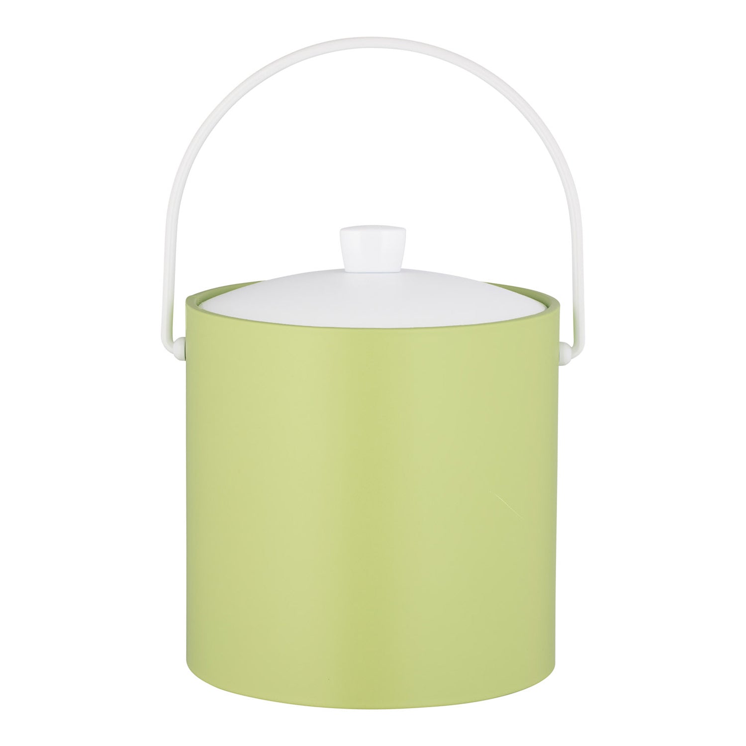 Light Green | Front view of 3QT ice bucket with acrylic cover on white background.